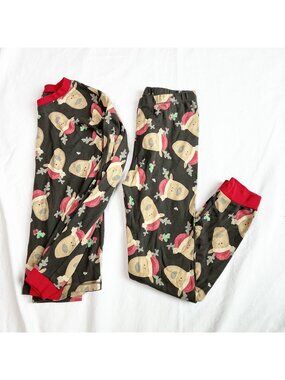 Burts Bees Kids Holiday Jolly Reindeer Organic Cotton Pajama Set Brown Red 10Y